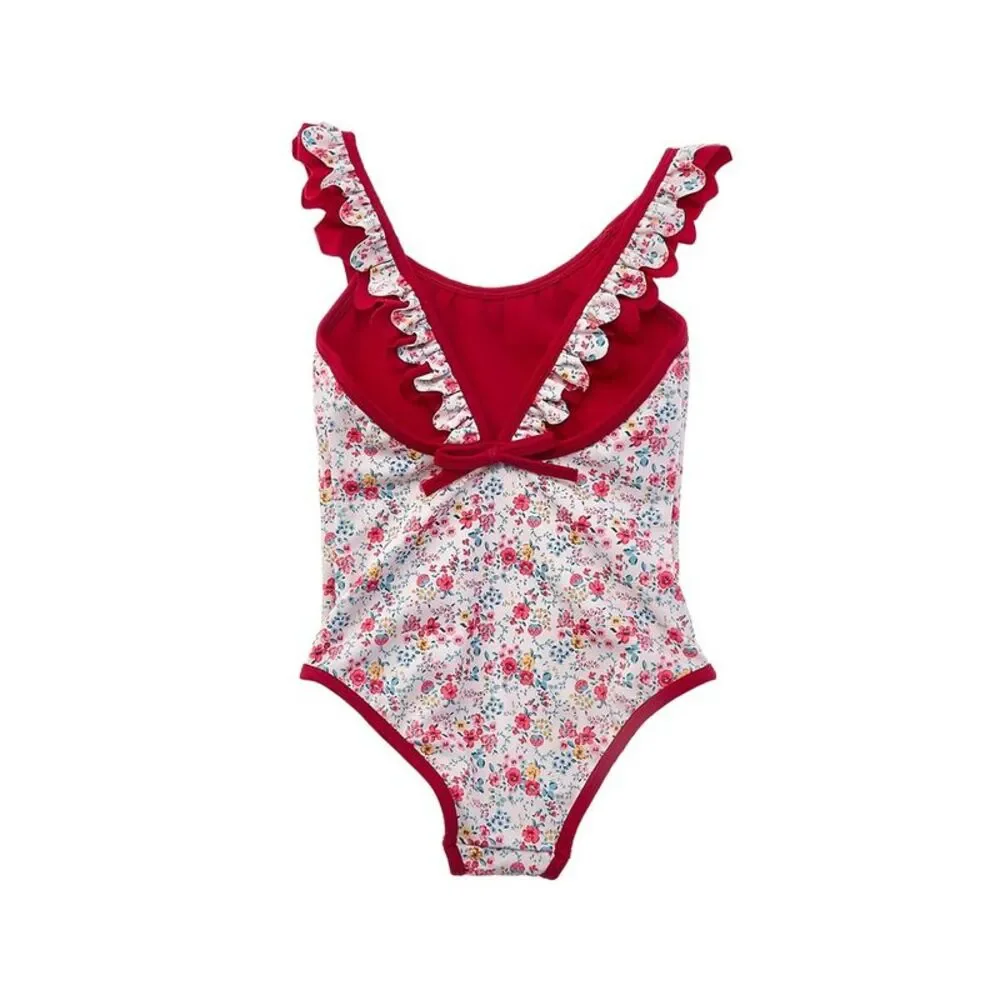 Pepa London Girls Louisa Floral Ruffle Trim One-Piece